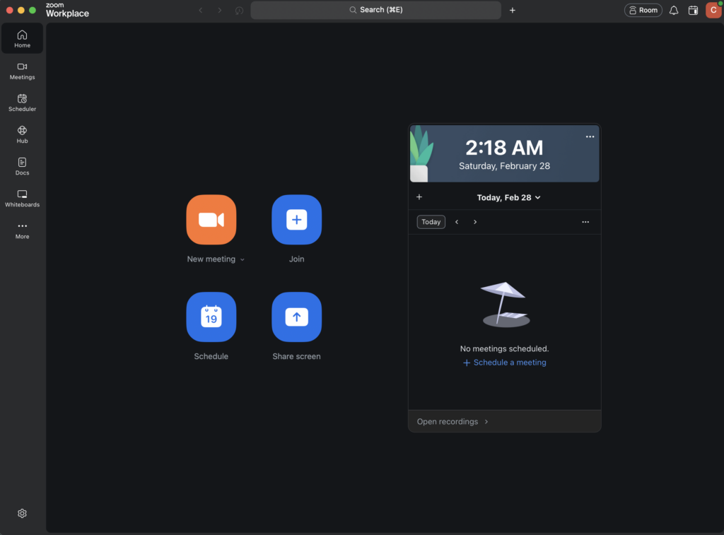 Screenshot of a Zoom landing page